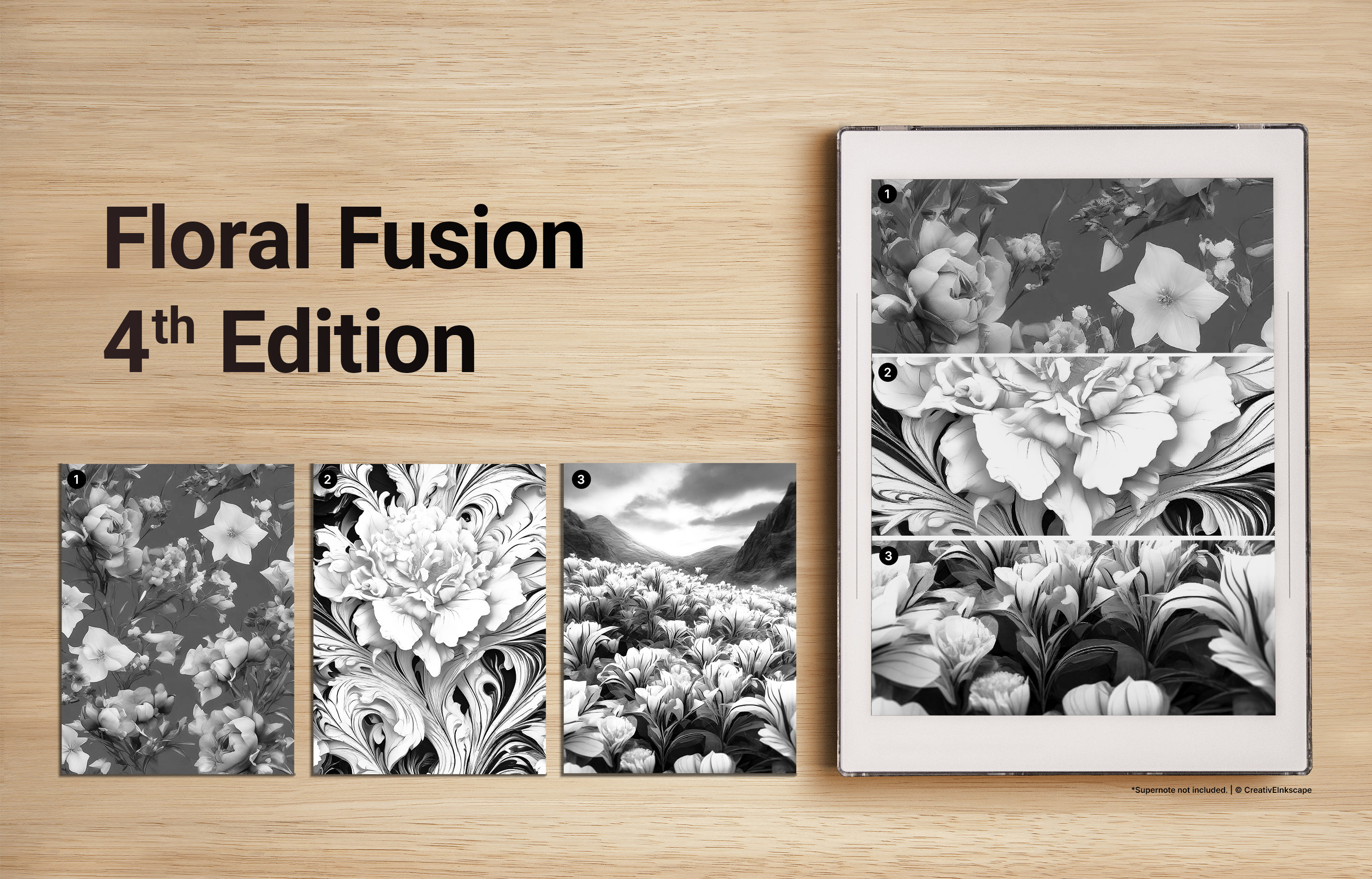 Supernote Screensaver | Supernote Sleep Screen | Custom Screensaver | Floral Fusion 4th Edition