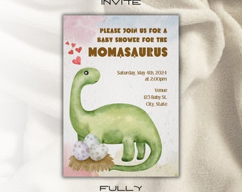 Customizable Dino Momasaurus Baby Shower Invitation - Printable Template