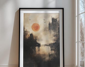 Abstract Sunset Landscape Art Print | Wabi Sabi Zen Decor (Digital Download)