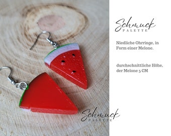 Ohrringe. Die süße Verlockung: Melonenohrringe, die Blicke einfangen und Eleganz versprühen ein sommerlicher Blickfang. Lustige Ohrringe.