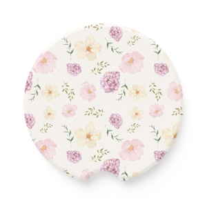 Floral Soapstone Car Coaster - Elegant Vehicle Decor, Auto Accessory, Gift for Car Lovers, Mother's Day, Birthday, Home Decor