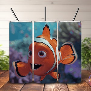 3D Nemo fish Tumbler Wrap, Nemo fish Inspirational Quotes PNG Downloads, Positive 20oz Tumbler Png, Summer Skinny Tumbler Design.