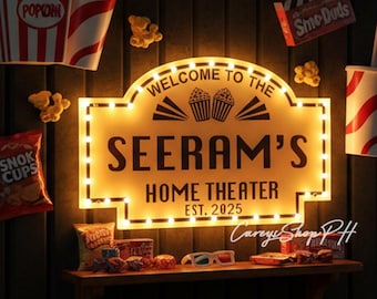 Letrero de cine personalizado para casa: Decoración de cine personalizada