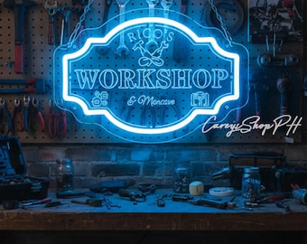Letrero de neón con nombre de taller personalizado: decoración LED personalizada para bar de garaje