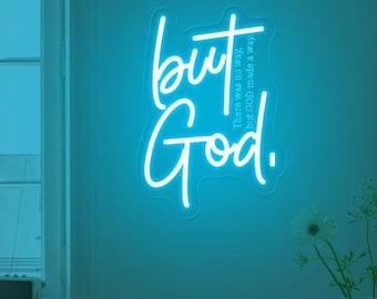 But God Neon Sign, Christian Theme Neon, There Was No Way, But God Made Way Neon, But God Bible Verse Wall Decor, Christian Faith Gifts