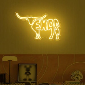 Longhorn Bull Texas Neon sign, Bull Neon Sign, Texas Longhorn Bull Wall Sign, Western Neon light, bedroom wall decoration, gift for him
