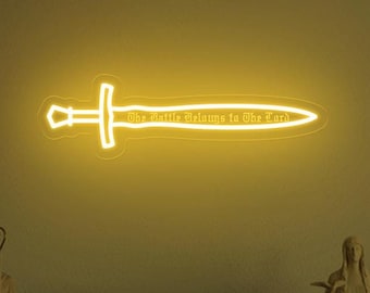 The Battle Belongs To The Lord neon sign, Sword led light, Bible Verse Decor, Gift For Christians ,Religious Faith Sign, bedroom wall decor