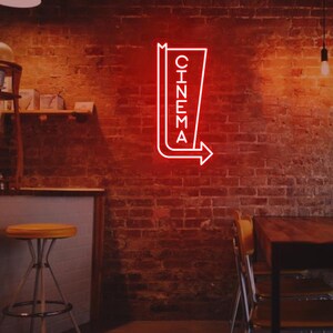 Cinema Arrow Neon Sign, Cinema Led Light, Theater Wall Decor, Movie ...