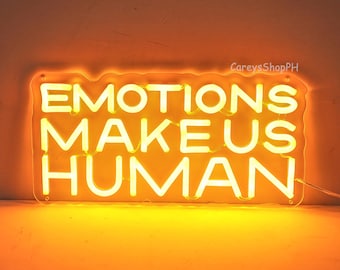 Emotions Make us Human neon sign, Positive Energy Neon, Therapy Office Decor, Mental Health Gift, Encouraging Neon, Lovely Home Decor