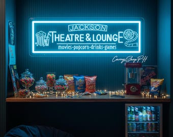 Personalized Home Theater Neon Sign, Custom Movie Room Decor, Theatre & Lounge LED