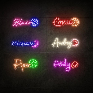 Custom Sport Name Neon Sign, Basketball Name Sign, Personalised Football Neon Sign, Gift for Coach, Sport Lover Gifts, Gift for Boys\Girls