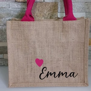 Personalized burlap bag/ personalized tote bag/ beach bag/ sustainable bag/ shopping bag/ original gift packaging image 1