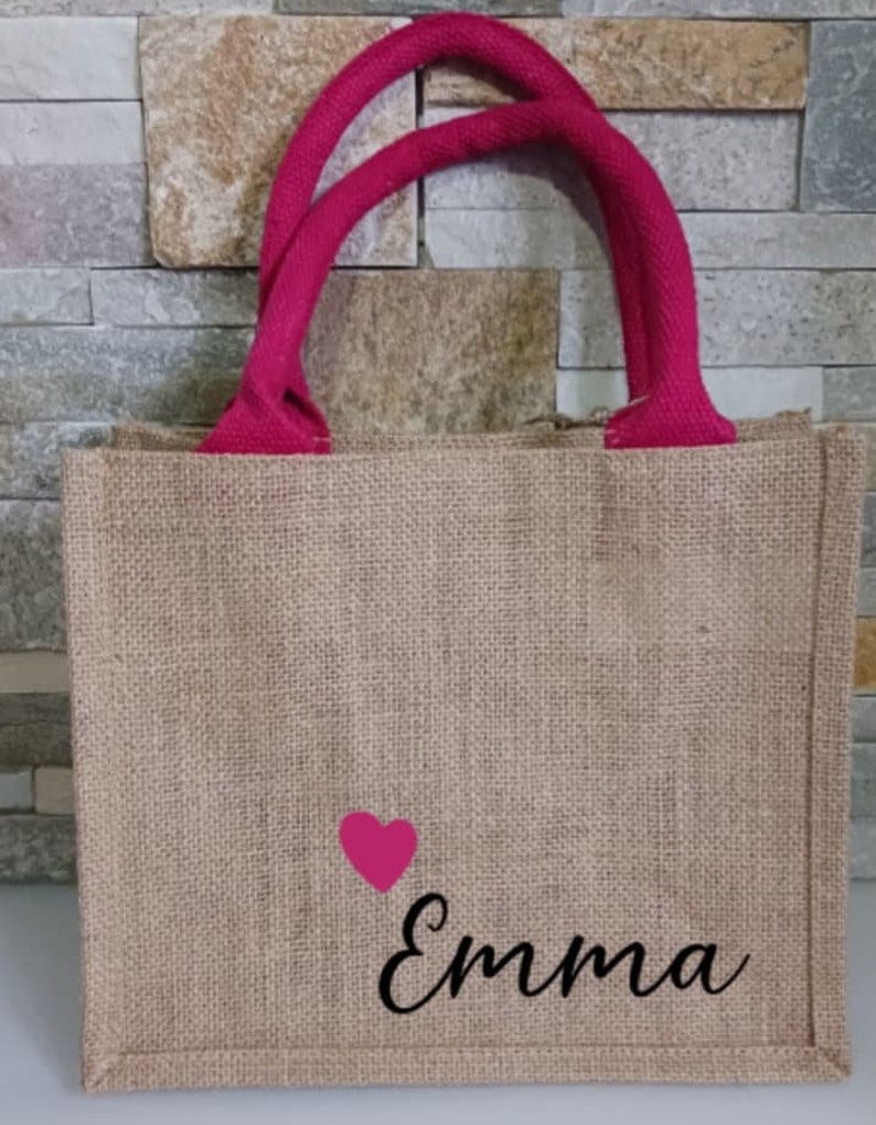 Personalized burlap bag/ personalized tote bag/ beach bag/ sustainable bag/ shopping bag/ original gift packaging image 1