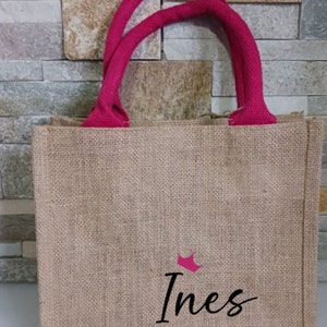 Personalized burlap bag/ personalized tote bag/ beach bag/ sustainable bag/ shopping bag/ original gift packaging image 2