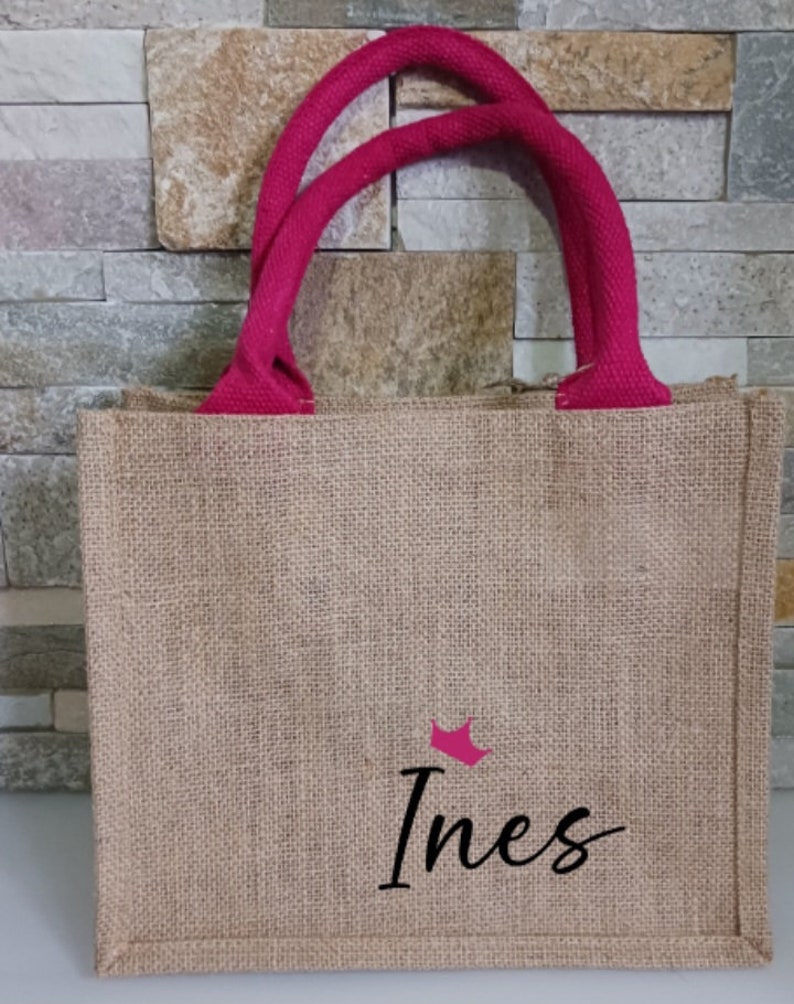 Personalized burlap bag/ personalized tote bag/ beach bag/ sustainable bag/ shopping bag/ original gift packaging image 2