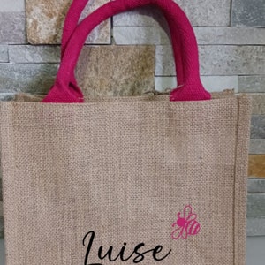 Personalized burlap bag/ personalized tote bag/ beach bag/ sustainable bag/ shopping bag/ original gift packaging image 3