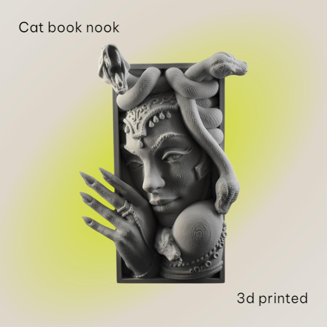 3D Printed Medusa Book Nook Insert Mythical Bookshelf Decor for Fantasy ...