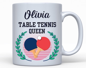Personalised Table Tennis Mug, Table Tennis Gift, Custom Gift For Ping Pong Player, Gift For Girlfriend Wife, Birthday Present, Gift For Her