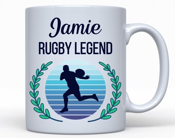 Personalised Rugby Mug, Custom Rugby Gift, Gift For Rugby Player Fan, Birthday Present, Rugby Union League, Gift For Him, Christmas Gift