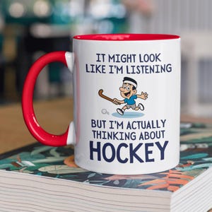 Tazza da hockey divertente, regalo per hockey su prato, regalo per giocatore di hockey, regalo per papà, regalo per tifoso di hockey, festa del papà, regalo per fidanzato, regalo di compleanno Ceramic Red