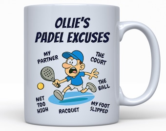 Personalised Padel Gift, Funny Padel Mug, Padel Excuses, Gift For Padel Player, Paddle Tennis, Custom Gift For Him, Father's Day, Birthday