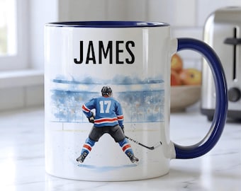 PERSONALISED Ice Hockey Mug | Custom Hockey Gift | Player Name | 11oz Ceramic Cup