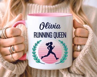 PERSONALISED Running Mug, Running Gift, Custom Gift For Runner, Gift For Her, Marathon Gift, Parkrun Gift, Six Colours