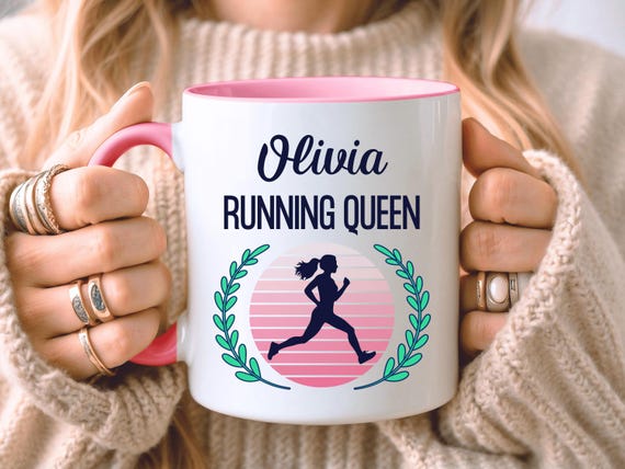 PERSONALISED Running Mug, Running Gift, Custom Gift For Runner, Gift For Her, Marathon Gift, Parkrun Gift, Six Colours