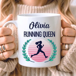 PERSONALISED Running Mug, Running Gift, Custom Gift For Runner, Gift For Her, Marathon Gift, Parkrun Gift, Six Colours Ceramic White