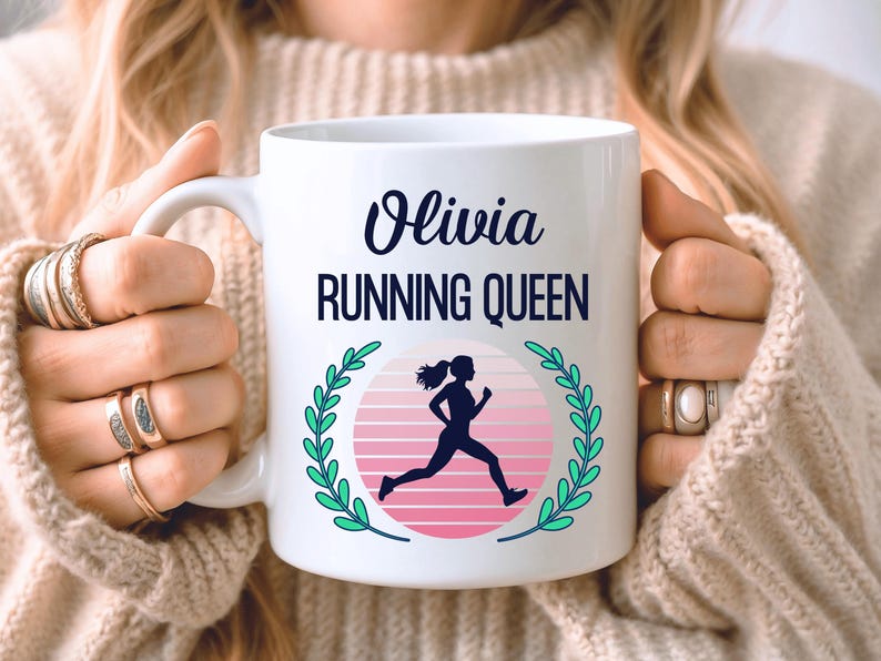 PERSONALISED Running Mug, Running Gift, Custom Gift For Runner, Gift For Her, Marathon Gift, Parkrun Gift, Six Colours Ceramic White