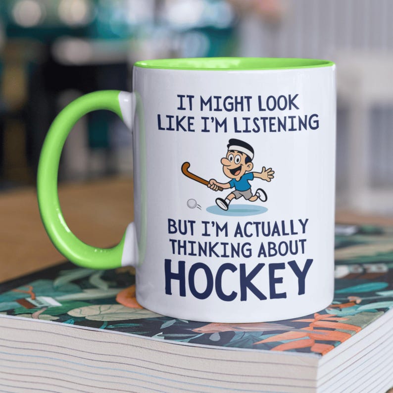 Tazza da hockey divertente, regalo per hockey su prato, regalo per giocatore di hockey, regalo per papà, regalo per tifoso di hockey, festa del papà, regalo per fidanzato, regalo di compleanno Ceramic Green