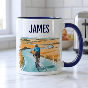 PERSONALISED Cycling Mug | Custom Cycling Gift For Him | Cyclist Gift | 11oz Ceramic