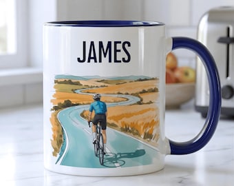PERSONALISED Cycling Mug | Custom Cycling Gift For Him | Cyclist Gift | 11oz Ceramic