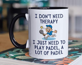Regalo de pádel para él, Taza divertida de pádel, Regalo para jugador de pádel, Terapia de pádel