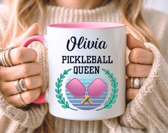 Taza personalizada de Pickleball, regalo de Pickleball para ella, taza con nombre, regalo personalizado para Pickleballista, regalo de cumpleaños, seis colores