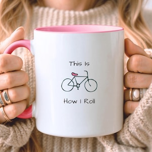 Cycling Gift For Her, Funny Cycling Mug, Minimalist Gift, Gift For Cyclist, Girlfriend Birthday Present, Gift For Wife