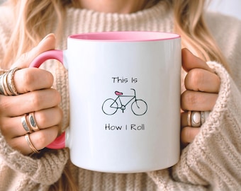 Cycling Gift For Her, Funny Cycling Mug, Minimalist Gift, Gift For Cyclist, Girlfriend Birthday Present, Gift For Wife