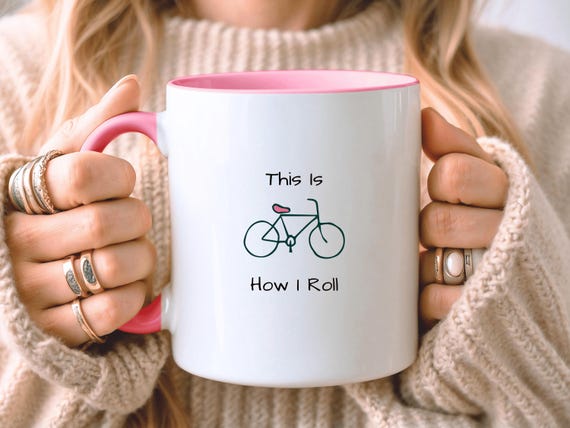 Cycling Gift For Her, Funny Cycling Mug, Minimalist Gift, Gift For Cyclist, Girlfriend Birthday Present, Gift For Wife