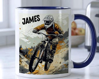 Personalised Mountain Bike Gift, Custom Mountain Biking Mug, Birthday Present, Gift For Boyfriend, MTB Gift Son, Father's Day, Gift For Him