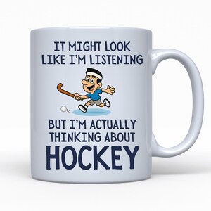 Tazza da hockey divertente, regalo per hockey su prato, regalo per giocatore di hockey, regalo per papà, regalo per tifoso di hockey, festa del papà, regalo per fidanzato, regalo di compleanno Ceramic White