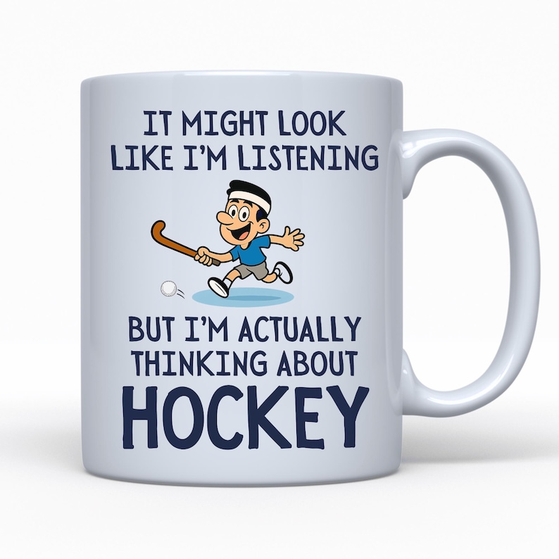 Tazza da hockey divertente, regalo per hockey su prato, regalo per giocatore di hockey, regalo per papà, regalo per tifoso di hockey, festa del papà, regalo per fidanzato, regalo di compleanno Ceramic White