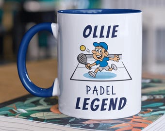 Taza de pádel personalizada para él, taza divertida de pádel, regalo personalizado para jugador de pádel, taza con nombre