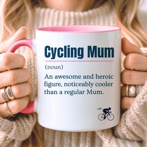 Cycling Mug, Cycling Gift For Mum, Gift For Cyclist, Mother's Day, Birthday Present, 11oz Ceramic, Four Colours