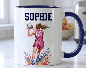 Taza de netball personalizada / Regalo de netball para ella / Regalo personalizado para jugadora de netball / Kit de tinte para el cabello con cualquier nombre