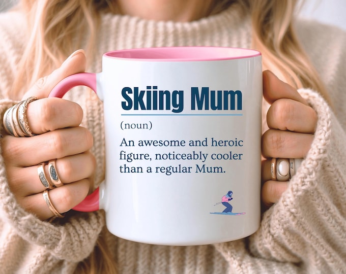 Skiing Gift For Mum, Skiing Mug, Mother's Day, Birthday Present, Gift For Skier, Five Colours