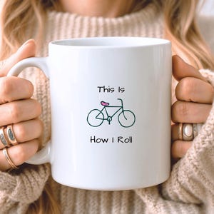 Cycling Gift For Her, Funny Cycling Mug, Minimalist Gift, Gift For Cyclist, Girlfriend Birthday Present, Gift For Wife Ceramic White