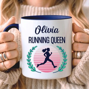 PERSONALISED Running Mug, Running Gift, Custom Gift For Runner, Gift For Her, Marathon Gift, Parkrun Gift, Six Colours Ceramic Blue