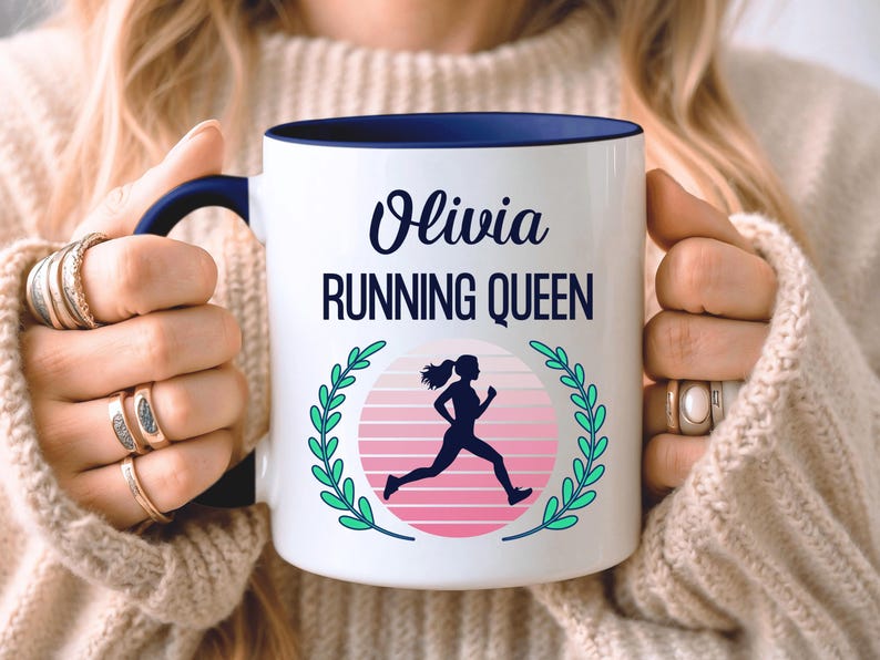 PERSONALISED Running Mug, Running Gift, Custom Gift For Runner, Gift For Her, Marathon Gift, Parkrun Gift, Six Colours Ceramic Blue