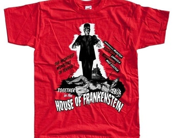 House of Frankenstein V1 Horror Poster T-SHIRT All sizes S-5XL Cotton