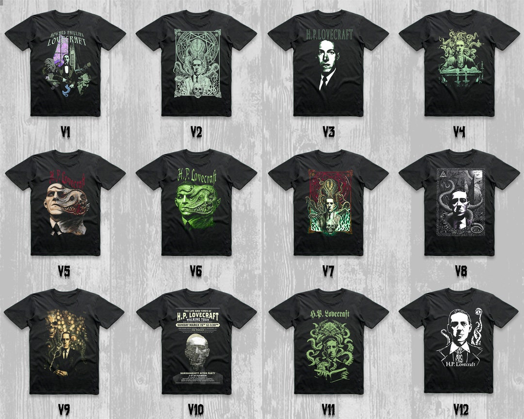 H.P. Lovecraft 12 Variants Horror Movie Comic Poster Print Men's Black